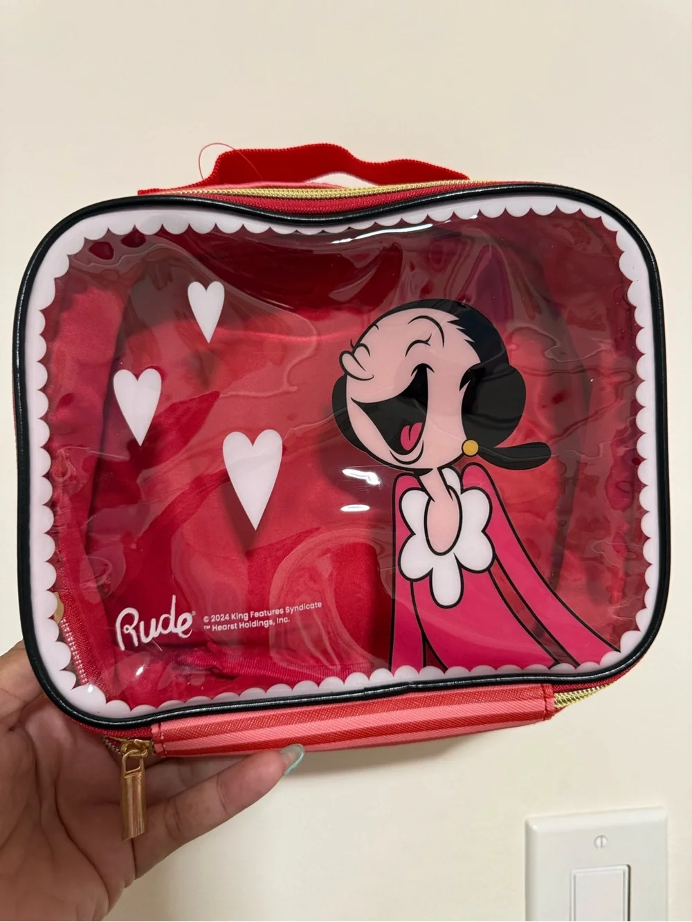 Popeye Olive Oyl Clear Red Cosmetic Bag